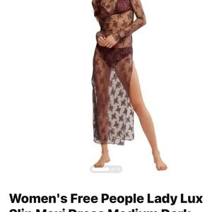 NWT Free People Intimately Women's Sheer Gray/Black Lace Maxi Dress M